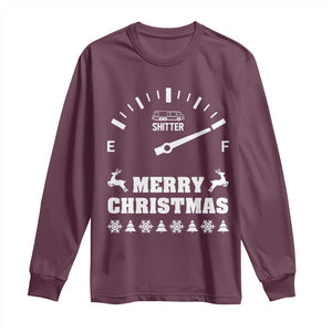 Merry Christmas Shitter's Full Long Sleeve Shirt Funny Ugly Christmas Sweater TS10 Maroon Print Your Wear