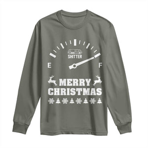 Merry Christmas Shitter's Full Long Sleeve Shirt Funny Ugly Christmas Sweater TS10 Military Green Print Your Wear