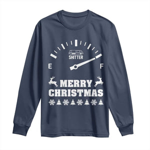 Merry Christmas Shitter's Full Long Sleeve Shirt Funny Ugly Christmas Sweater TS10 Navy Print Your Wear