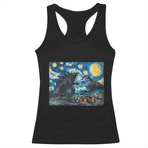 Godzilla Versus Moo Deng Racerback Tank Top Vintage Van Gogh Starry Night TS10 Black Print Your Wear
