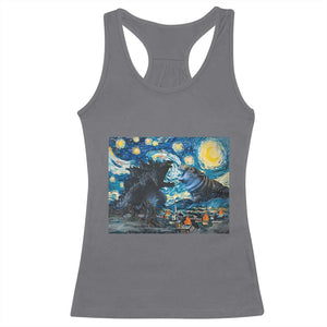 Godzilla Versus Moo Deng Racerback Tank Top Vintage Van Gogh Starry Night TS10 Charcoal Print Your Wear