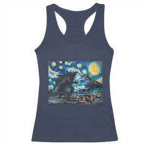 Godzilla Versus Moo Deng Racerback Tank Top Vintage Van Gogh Starry Night TS10 Navy Print Your Wear