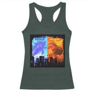 Godzilla Versus Moo Deng Racerback Tank Top TS10 Dark Forest Green Print Your Wear