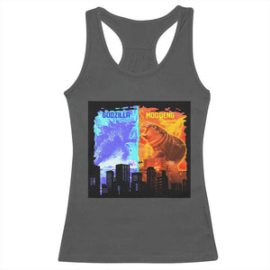 Godzilla Versus Moo Deng Racerback Tank Top TS10 Dark Heather Print Your Wear