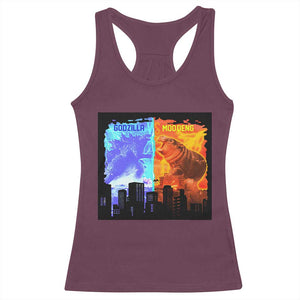 Godzilla Versus Moo Deng Racerback Tank Top TS10 Maroon Print Your Wear