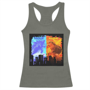 Godzilla Versus Moo Deng Racerback Tank Top TS10 Military Green Print Your Wear