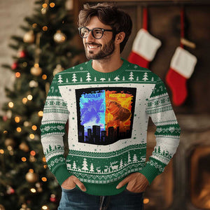 Godzilla Versus Moo Deng Ugly Christmas Sweater TS10 Green Print Your Wear