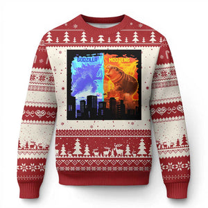 Godzilla Versus Moo Deng Ugly Christmas Sweater TS10 Red Print Your Wear