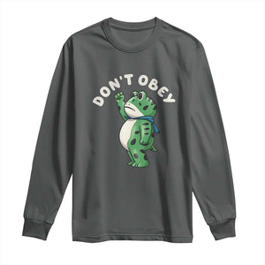 Portland Frog Long Sleeve Shirt Don't Obey Inflatable Costume Protest TS10 Dark Heather Print Your Wear