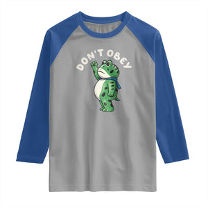 Portland Frog Raglan Shirt Don't Obey Inflatable Costume Protest TS10 Sport Gray Royal Print Your Wear