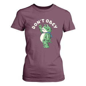 Portland Frog T Shirt For Women Don't Obey Inflatable Costume Protest TS10 Maroon Print Your Wear
