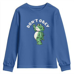 Portland Frog Youth Sweatshirt Don't Obey Inflatable Costume Protest TS10 Royal Blue Print Your Wear
