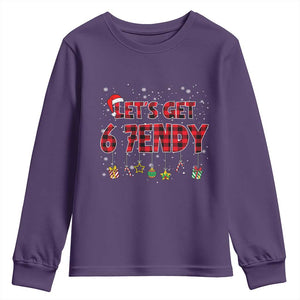 Six Seven Christmas Youth Sweatshirt Let's get Sendy 7endy Funny 67 6 7 Meme Gen Alpha Slang TS10 Purple Print Your Wear