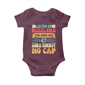 Listen Up Rizzlers This Sigma Has 67 Aura Energy Six Seven Baby Onesie TS10 Maroon Print Your Wear