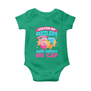 Listen Up Rizzlers This Sigma Has 67 Aura Energy Six Seven Baby Onesie Baseball Drip Number 67 TS10 Irish Green Print Your Wear