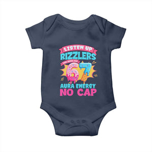 Listen Up Rizzlers This Sigma Has 67 Aura Energy Six Seven Baby Onesie Baseball Drip Number 67 TS10 Navy Print Your Wear