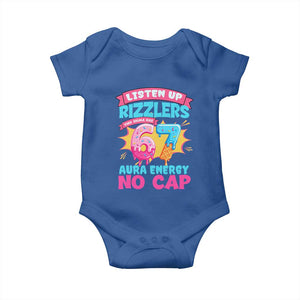Listen Up Rizzlers This Sigma Has 67 Aura Energy Six Seven Baby Onesie Baseball Drip Number 67 TS10 Royal Blue Print Your Wear