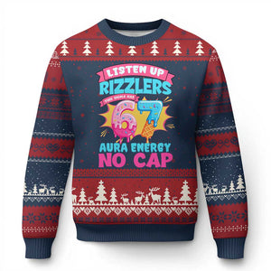 Listen Up Rizzlers This Sigma Has 67 Aura Energy Six Seven Ugly Christmas Sweater Baseball Drip Number 67 TS10 Navy Red Print Your Wear