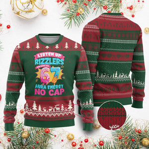Listen Up Rizzlers This Sigma Has 67 Aura Energy Six Seven Ugly Christmas Sweater Baseball Drip Number 67 TS10 Red Green Print Your Wear