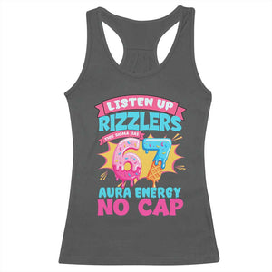 Listen Up Rizzlers This Sigma Has 67 Aura Energy Six Seven Racerback Tank Top Baseball Drip Number 67 TS10 Dark Heather Print Your Wear