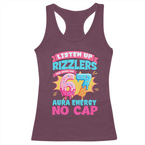 Listen Up Rizzlers This Sigma Has 67 Aura Energy Six Seven Racerback Tank Top Baseball Drip Number 67 TS10 Maroon Print Your Wear