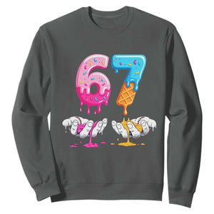 Funny 67 Six Seven Ice Cream Drip Sweatshirt Cool Meme 6 7 Funny Number Couple Matching Costume TS10 Dark Heather Print Your Wear