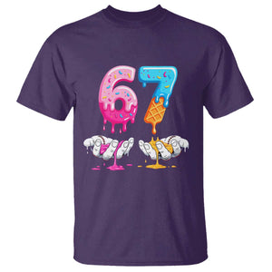 Funny 67 Six Seven Ice Cream Drip T Shirt Cool Meme 6 7 Funny Number Couple Matching Costume TS10 Purple Print Your Wear