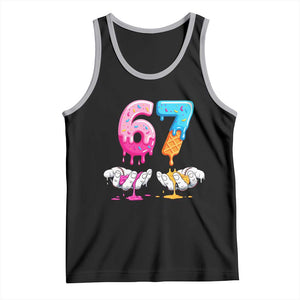 Funny 67 Six Seven Ice Cream Drip Tank Top Cool Meme 6 7 Funny Number Couple Matching Costume TS10 Black Athletic Heather Print Your Wear