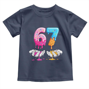 Funny 67 Six Seven Ice Cream Drip Toddler T Shirt Cool Meme 6 7 Funny Number Couple Matching Costume TS10 Navy Print Your Wear