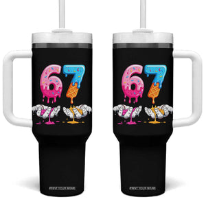 Funny 67 Six Seven Ice Cream Drip Tumbler With Handle Cool Meme 6 7 Funny Number Couple Matching Costume TS10 One Size: 40 oz Black Print Your Wear