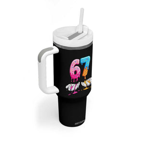 Funny 67 Six Seven Ice Cream Drip Tumbler With Handle Cool Meme 6 7 Funny Number Couple Matching Costume TS10 Print Your Wear