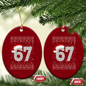 Funny Six Seven 6 7 Meme Ugly Christmas Ceramic Ornament Gen Alpha Slang TS10 Print Your Wear