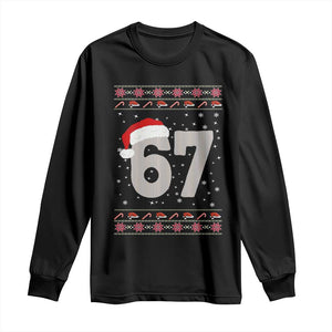 Funny Six Seven 6 7 Meme Ugly Christmas Long Sleeve Shirt Gen Alpha Slang TS10 Black Print Your Wear