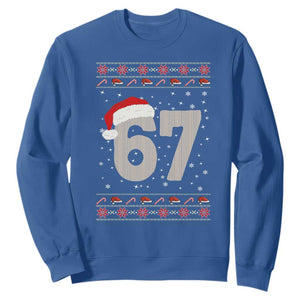 Funny Six Seven 6 7 Meme Ugly Christmas Sweatshirt Gen Alpha Slang TS10 Royal Blue Print Your Wear