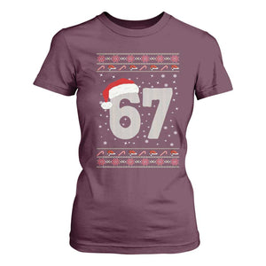 Funny Six Seven 6 7 Meme Ugly Christmas T Shirt For Women Gen Alpha Slang TS10 Maroon Print Your Wear