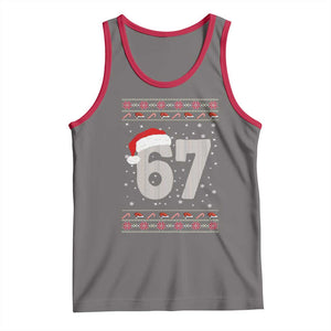 Funny Six Seven 6 7 Meme Ugly Christmas Tank Top Gen Alpha Slang TS10 Deep Heather Red Print Your Wear