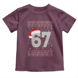 Funny Six Seven 6 7 Meme Ugly Christmas Toddler T Shirt Gen Alpha Slang TS10 Maroon Print Your Wear