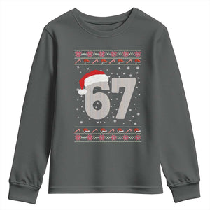 Funny Six Seven 6 7 Meme Ugly Christmas Youth Sweatshirt Gen Alpha Slang TS10 Dark Heather Print Your Wear