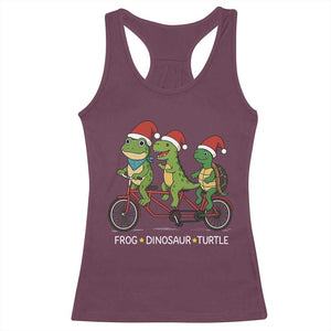 Subtle FDT Christmas Racerback Tank Top Frog Dinosaur Turtle Political Satire TS10 Maroon Print Your Wear