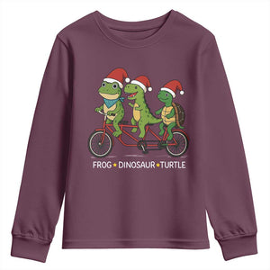 Subtle FDT Christmas Youth Sweatshirt Frog Dinosaur Turtle Political Satire TS10 Maroon Print Your Wear
