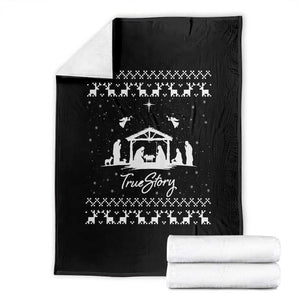Nativity Scene Christmas Throw Blanket Christian True Story Jesus Birth Ugly Xmas TS10 Black Print Your Wear