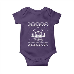 Nativity Scene Christmas Baby Onesie Christian True Story Jesus Birth Ugly Xmas TS10 Purple Print Your Wear