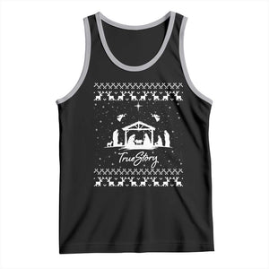 Nativity Scene Christmas Tank Top Christian True Story Jesus Birth Ugly Xmas TS10 Black Athletic Heather Print Your Wear