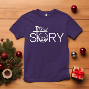 Christian True Story T Shirt Nativity Scene Christmas Faith Cross Jesus Birth TS10 Purple Print Your Wear