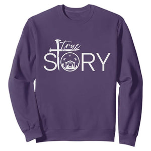 Christian True Story Sweatshirt Nativity Scene Christmas Faith Cross Jesus Birth TS10 Purple Print Your Wear