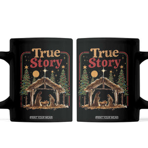 Vintage Nativity Scene Coffee Mug Christian Christmas True Story Jesus Birth TS10 Black Print Your Wear