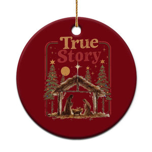 Vintage Nativity Scene Ceramic Ornament Christian Christmas True Story Jesus Birth TS10 1pc Red Print Your Wear