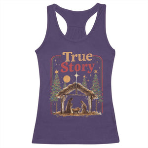 Vintage Nativity Scene Racerback Tank Top Christian Christmas True Story Jesus Birth TS10 Purple Print Your Wear