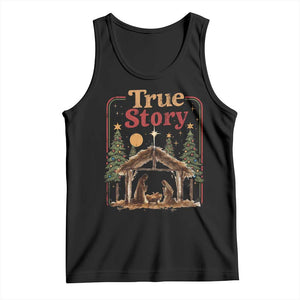 Vintage Nativity Scene Tank Top Christian Christmas True Story Jesus Birth TS10 Black Print Your Wear