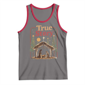 Vintage Nativity Scene Tank Top Christian Christmas True Story Jesus Birth TS10 Deep Heather Red Print Your Wear